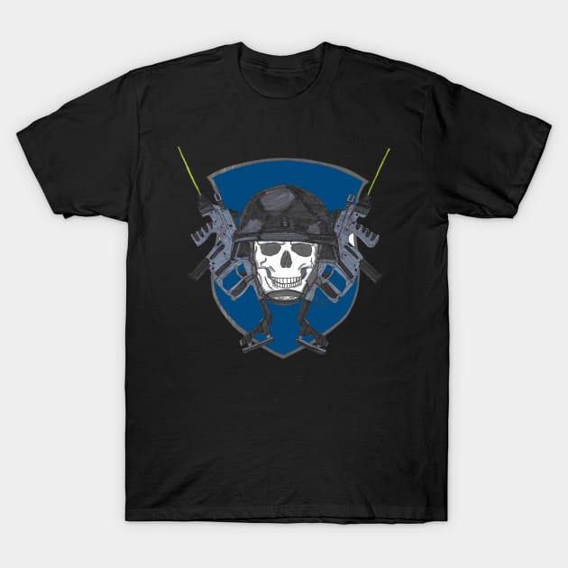 Special Ops Military Skull and Guns T-Shirt by Joseph Baker